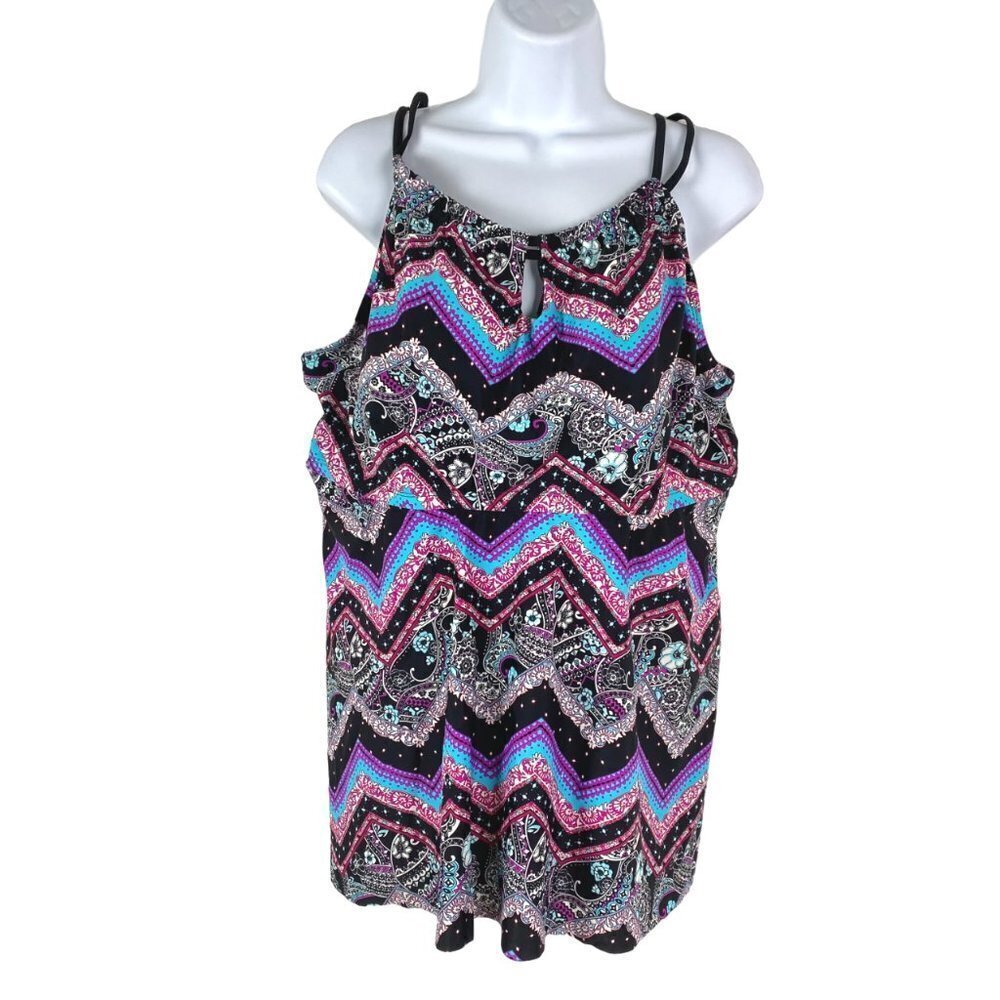 Catherines Tankini Swim Top‎ Paisley Floral Multicolored Women's Size 20W